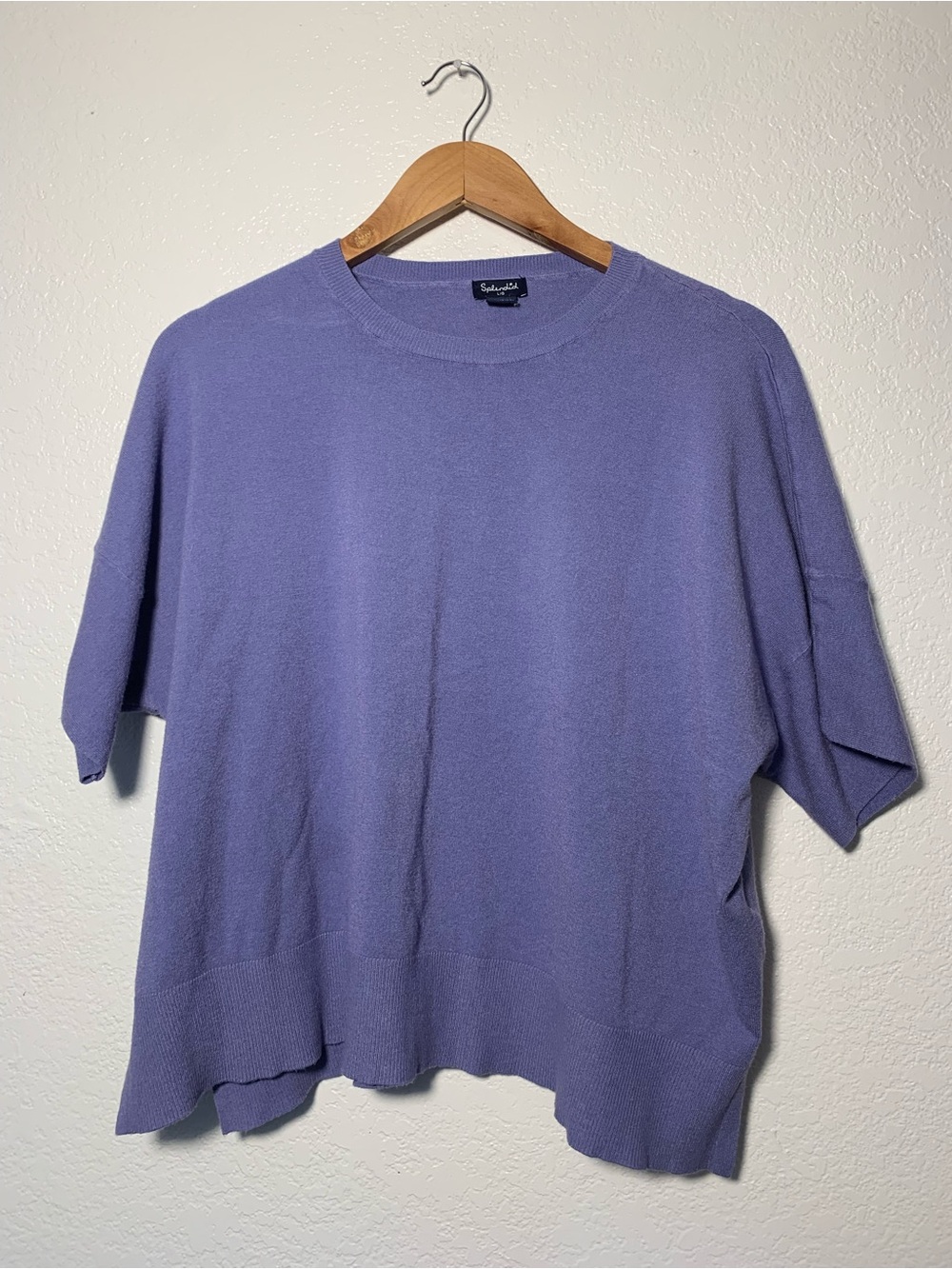 Splendid Periwinkle Relaxed Short-Sleeve Crew Sweater | L